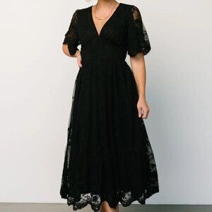 Baltic Born Clarisa Lace Midi Dress | Black - Large